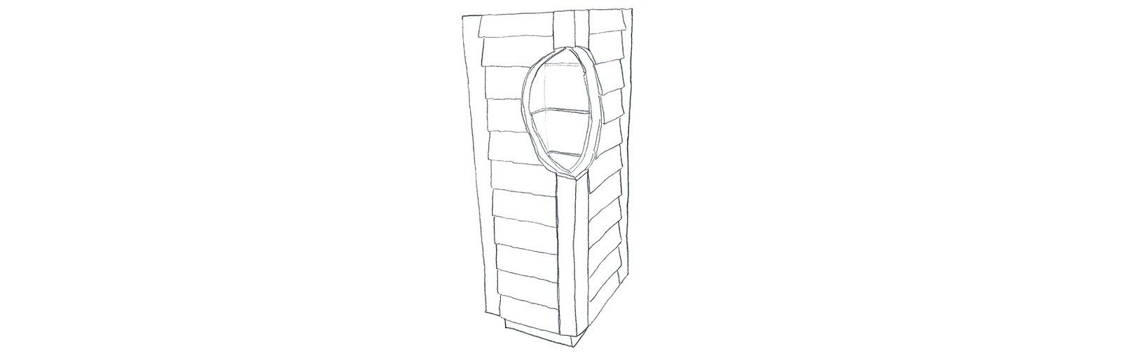 A drawing of a 4' section of a chimney swift tower with a hole cut out of one corner.